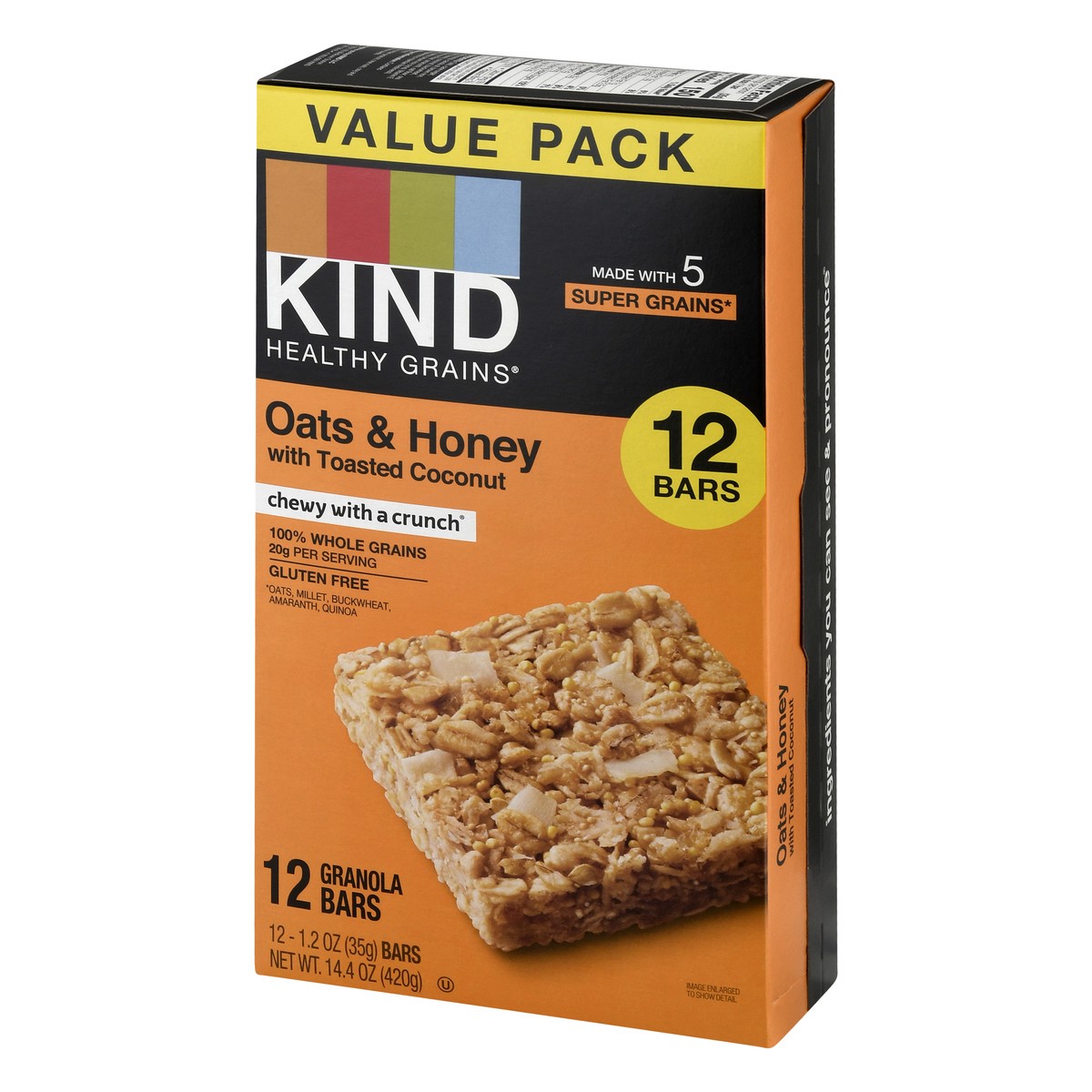 slide 9 of 9, KIND HEALTHY GRAINS Value Pack Oats & Honey with Toasted Coconut Bars, Gluten Free Bars, 1.2 OZ Bars (12 Count), 12 ct