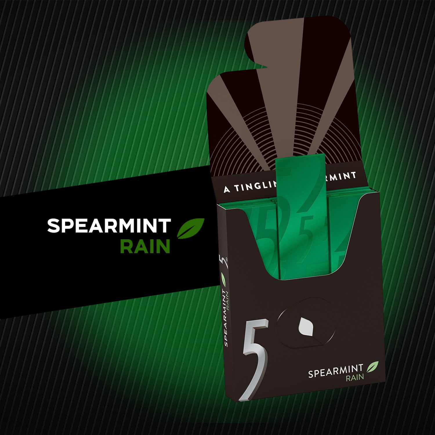 slide 5 of 8, 5 GUM Spearmint Rain Sugar Free Chewing Gum, 15 ct (6 Pack), 90 pc