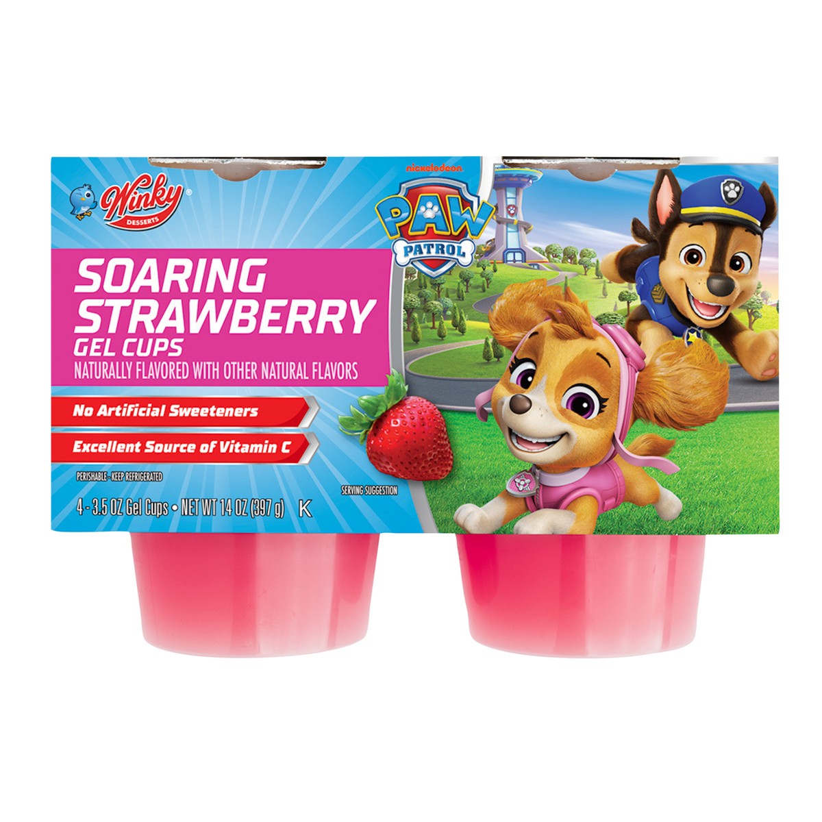 slide 1 of 9, Winky Paw Patrol Soaring Strawberry Gel Snacks, 4 ct