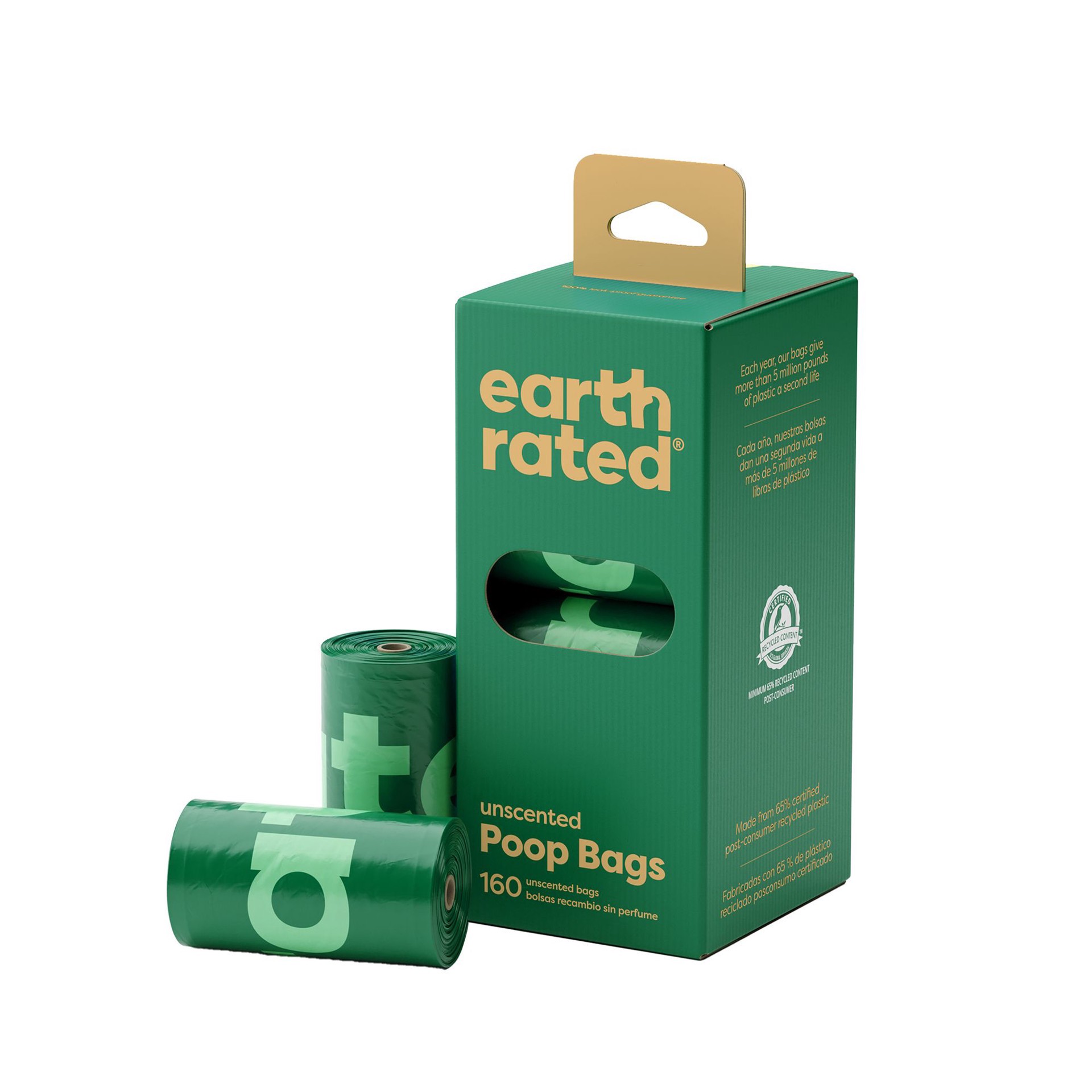 slide 1 of 1, Earth Rated Unscented Leakproof Dog Poop Bags, 160 Count on 8 Single Refill Rolls, 160 ct