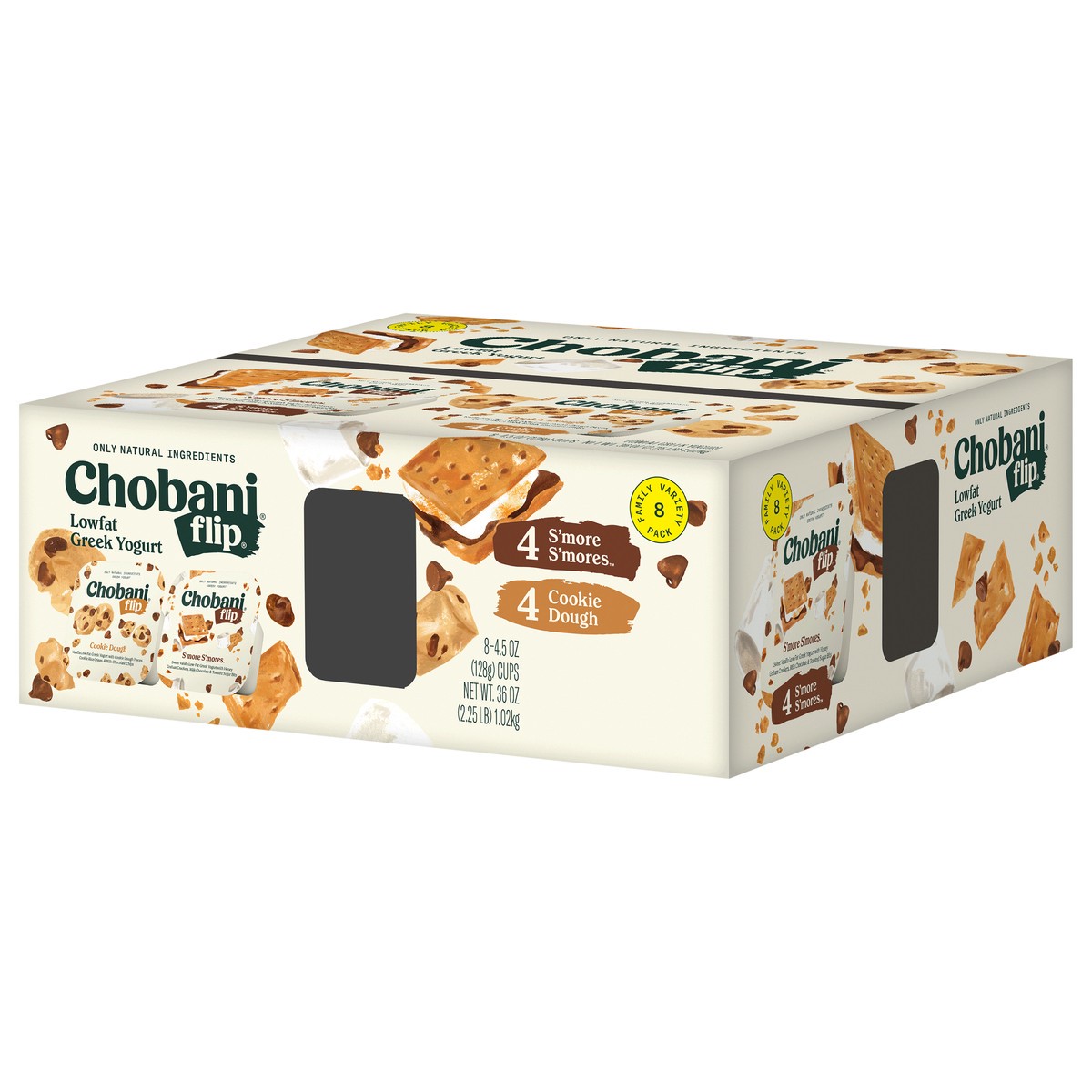 slide 9 of 13, Chobani Flip Lowfat Greek Yogurt S'more S'mores™, Cookie Dough 4.5oz 8PK, 8 ct