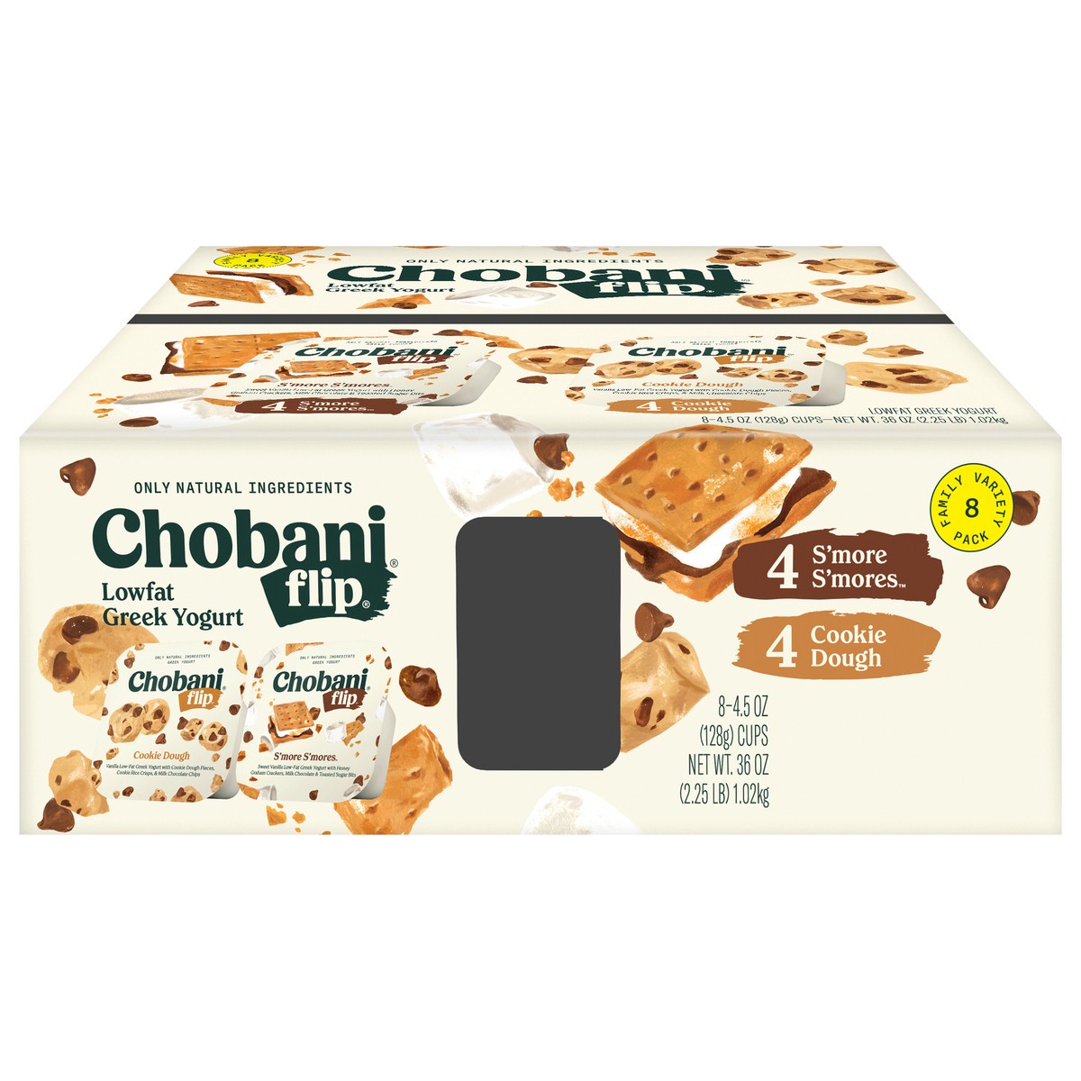 slide 11 of 13, Chobani Flip Lowfat Greek Yogurt S'more S'mores™, Cookie Dough 4.5oz 8PK, 8 ct