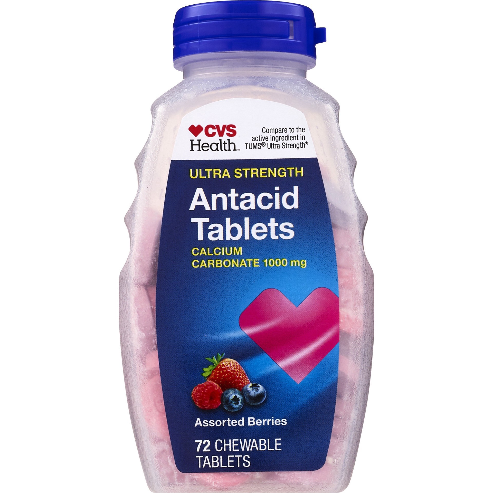 slide 1 of 1, Cvs Health Antacid Chewable Tablets, Assorted Berries, 72 Ct, 72 ct