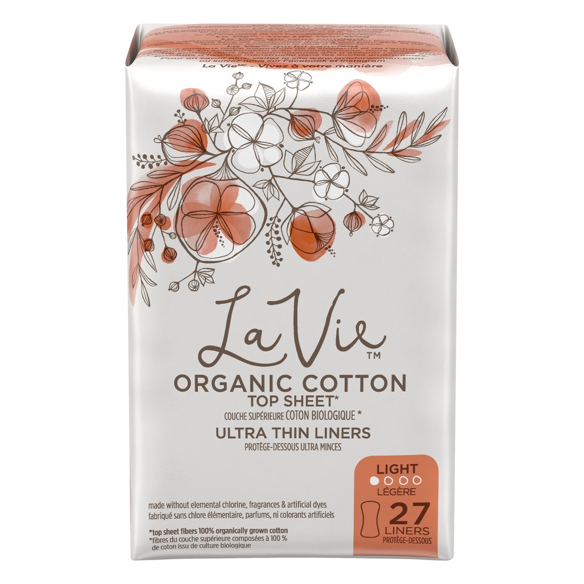 slide 1 of 8, La Vie Organic Cotton Top Sheet Panty Liners, 27 ct