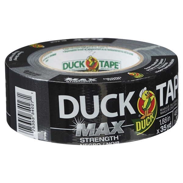 slide 2 of 29, Duck Duct Tape MAX Strength Tape, Black 1.88" x 35 yds, 1 ct