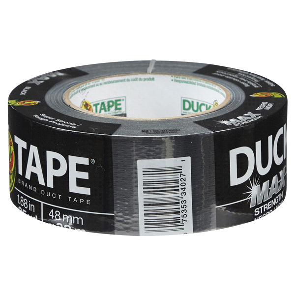 slide 12 of 29, Duck Duct Tape MAX Strength Tape, Black 1.88" x 35 yds, 1 ct