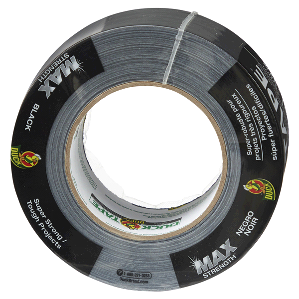 slide 16 of 29, Duck Duct Tape MAX Strength Tape, Black 1.88" x 35 yds, 1 ct