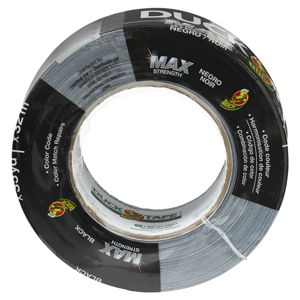 slide 27 of 29, Duck Duct Tape MAX Strength Tape, Black 1.88" x 35 yds, 1 ct