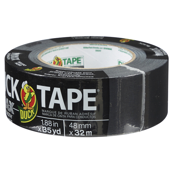 slide 8 of 29, Duck Duct Tape MAX Strength Tape, Black 1.88" x 35 yds, 1 ct
