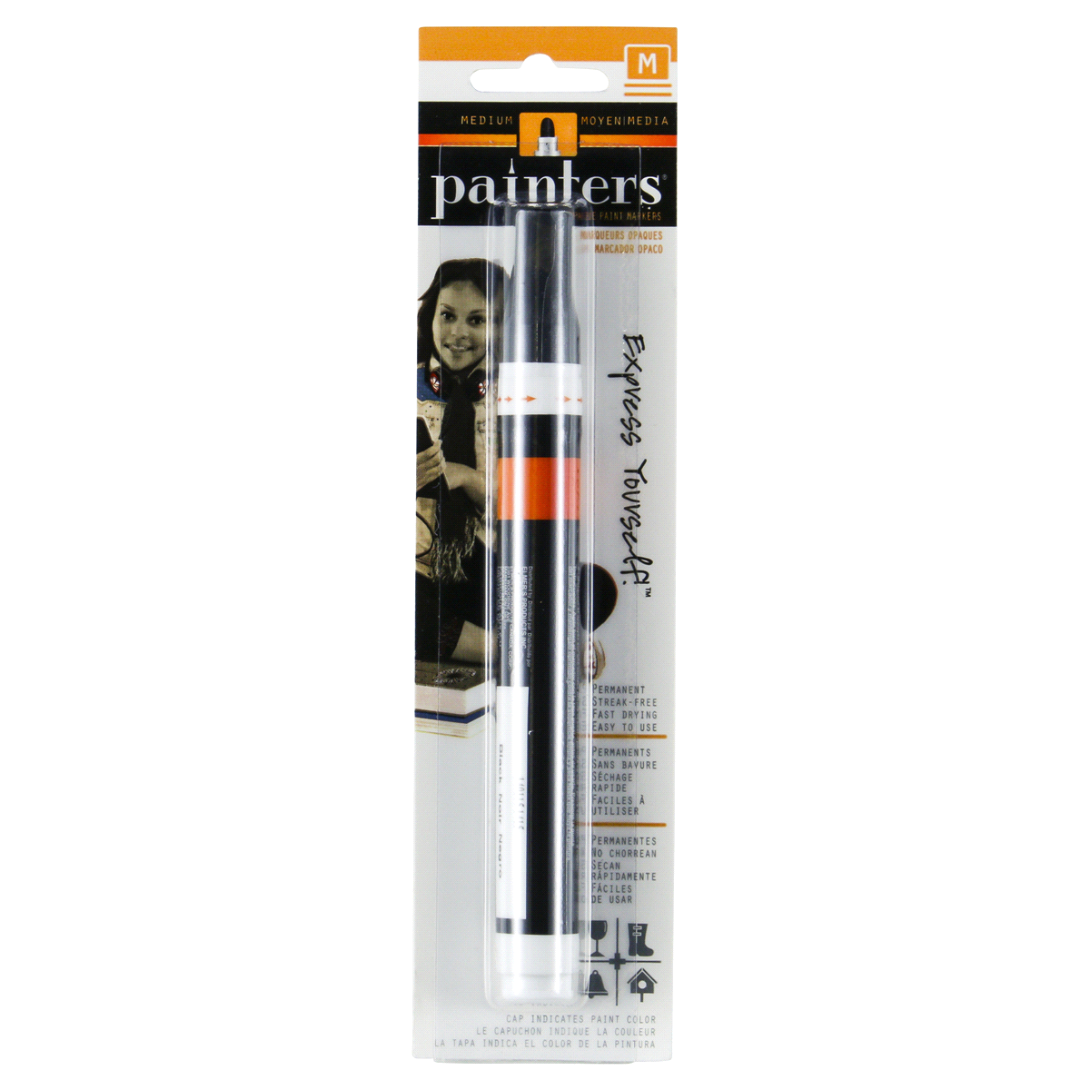 slide 1 of 2, Painters Paint Marker, Opaque, Medium, Black, 1 ct