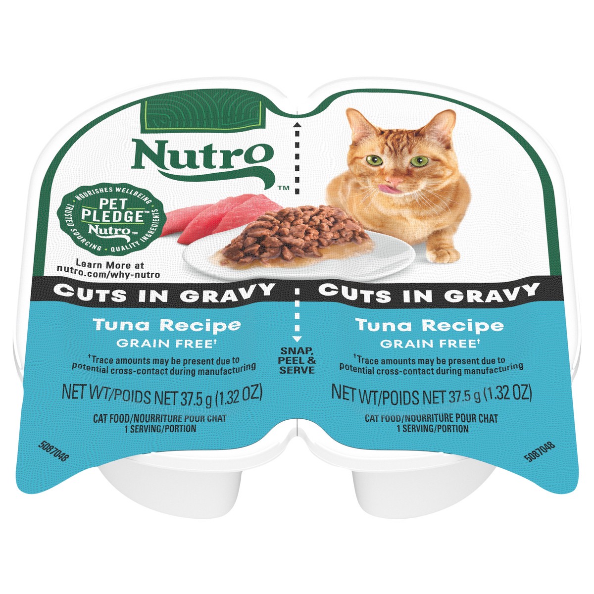 slide 1 of 5, Nutro Grain Free Cuts in Gravy Tuna Recipe Cat Food 2 - 37.5 g Packs, 2.64 oz