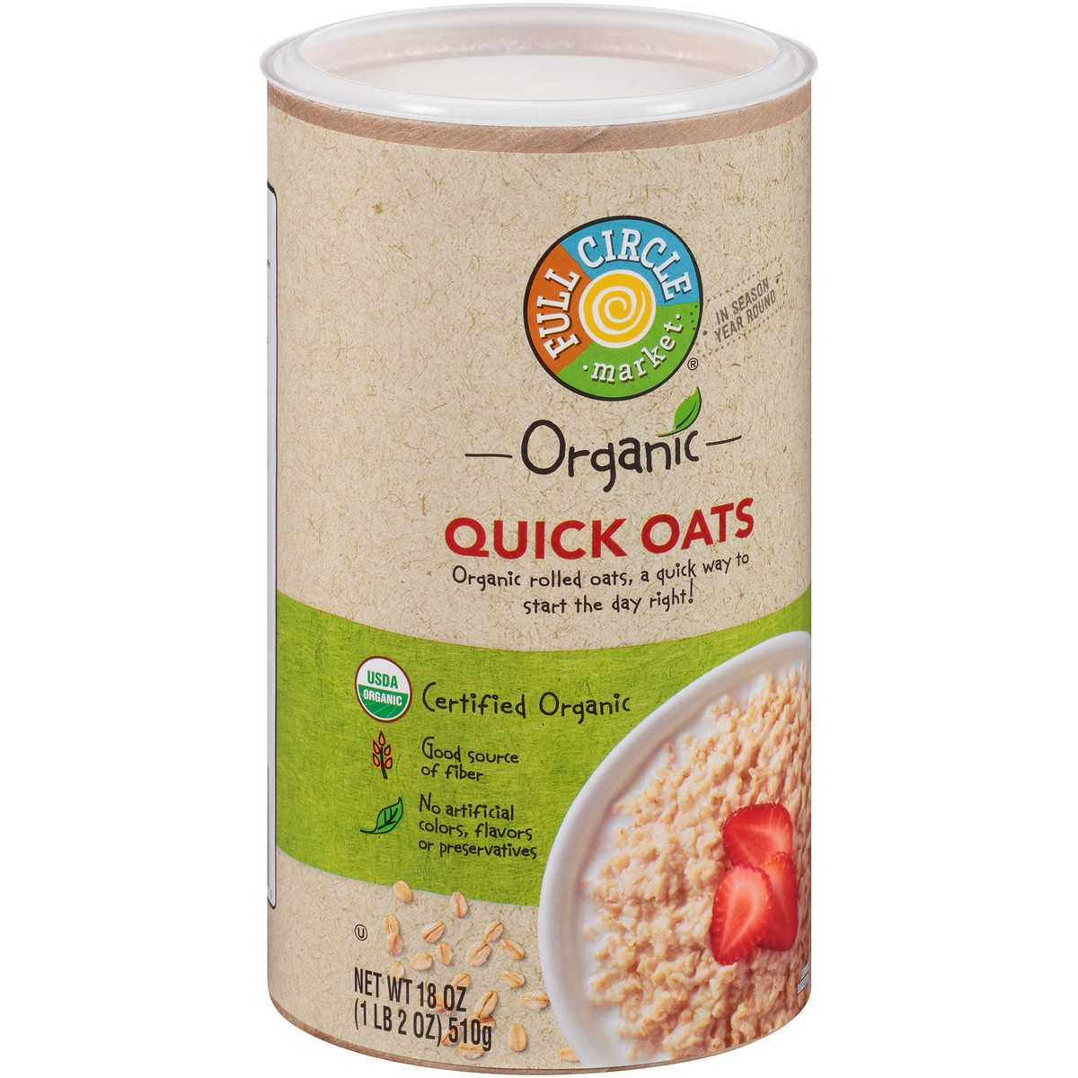 slide 6 of 9, Full Circle Market Quick Oats, 18 oz