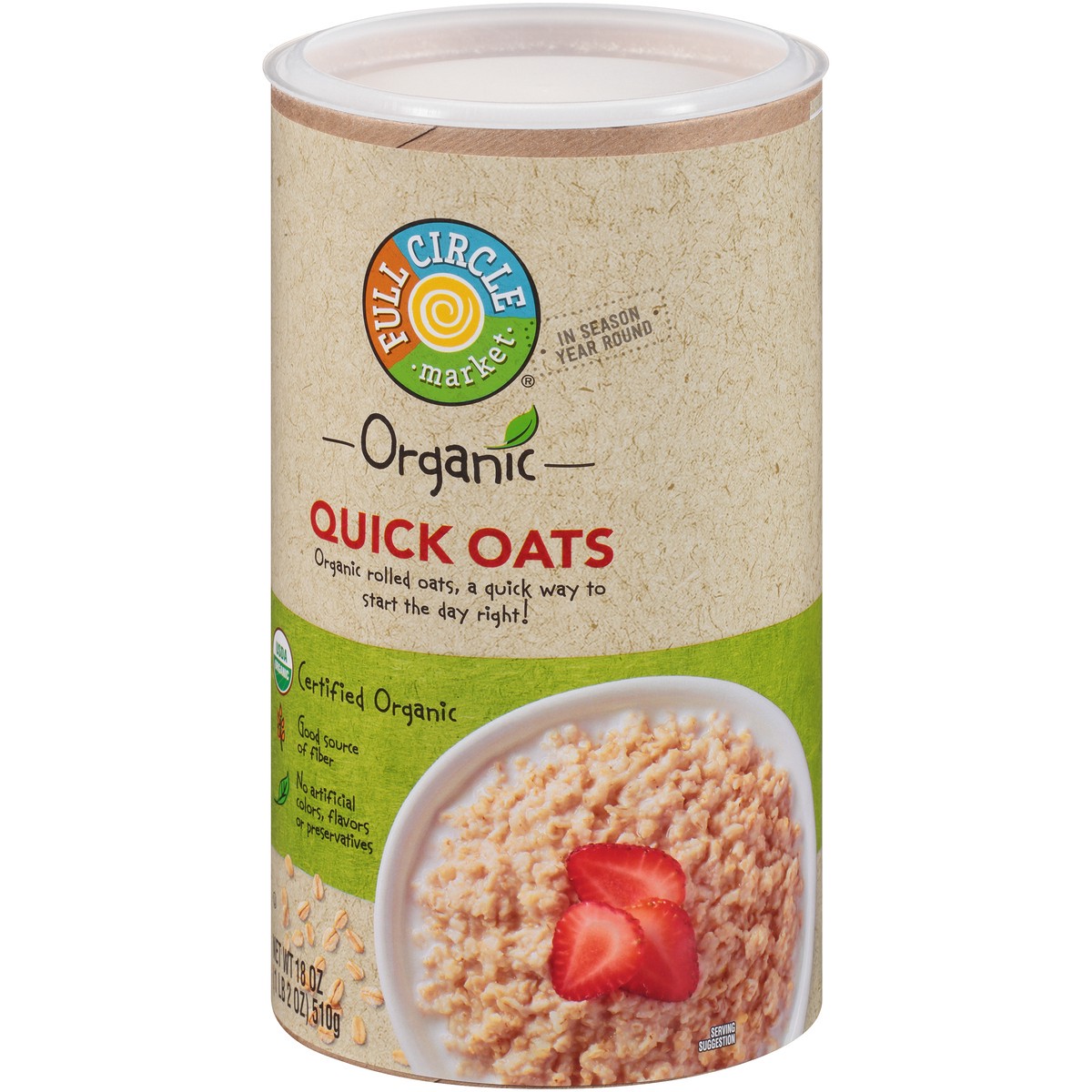 slide 3 of 9, Full Circle Market Quick Oats, 18 oz