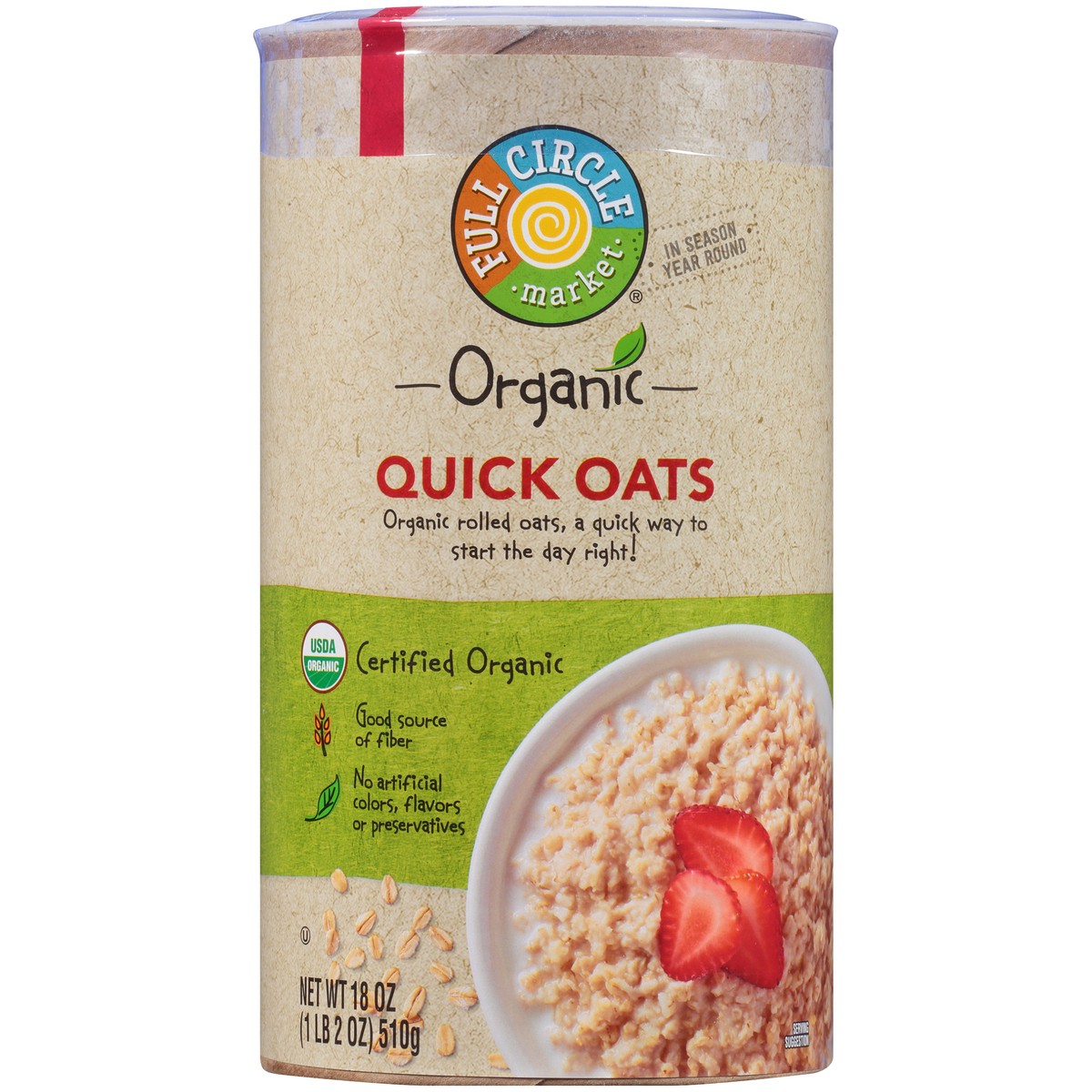 slide 2 of 9, Full Circle Market Quick Oats, 18 oz