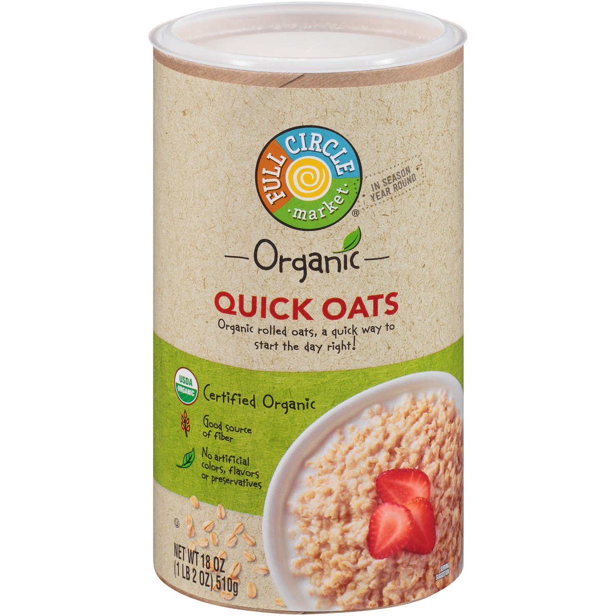 slide 1 of 9, Full Circle Market Quick Oats, 18 oz