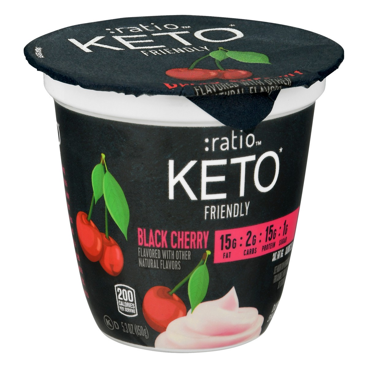 slide 3 of 11, :ratio Trio Yogurt Cultured Dairy Snack, Black Cherry, 1g Sugar, Keto Yogurt Alternative, 5.3 oz, 5.3 oz