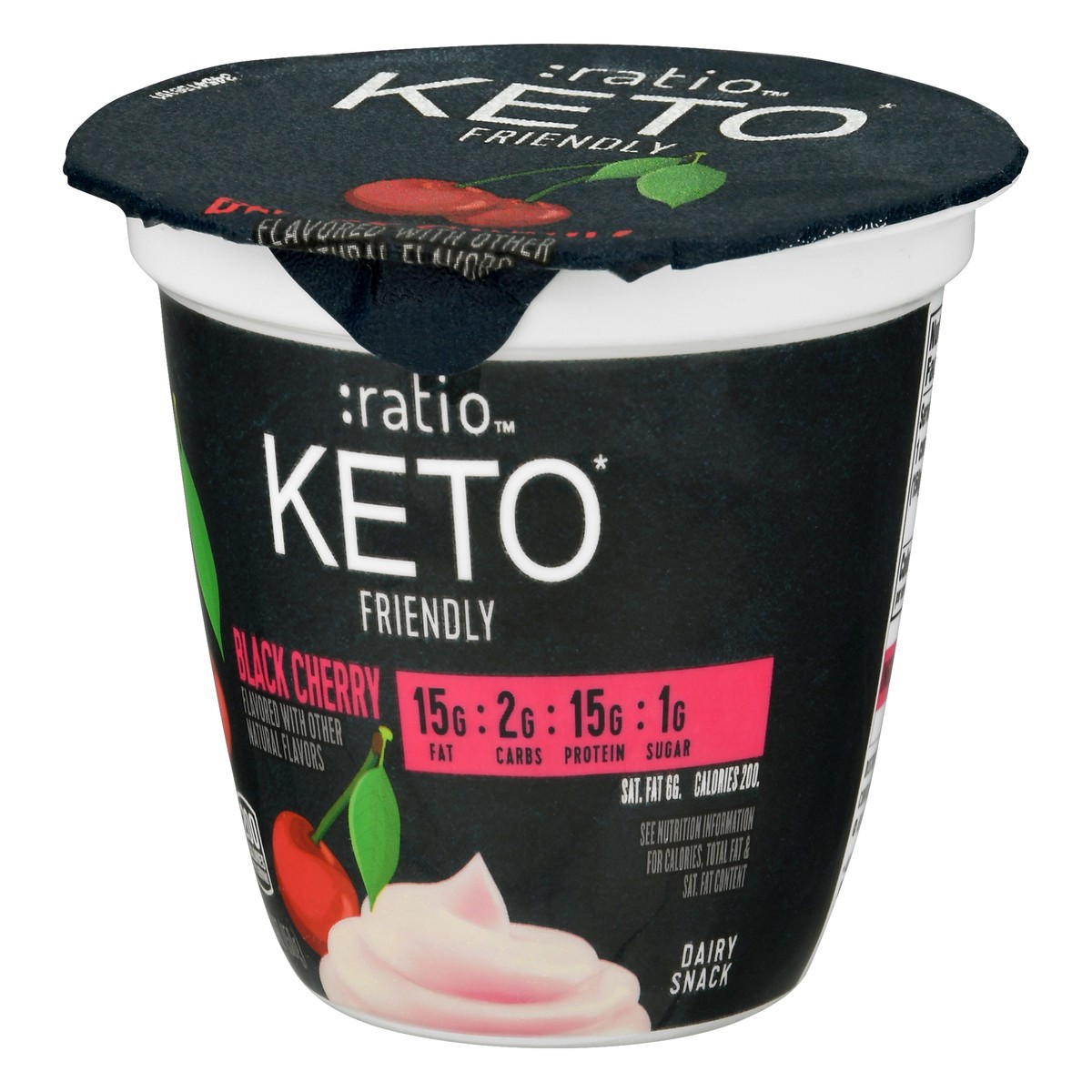slide 2 of 11, :ratio Trio Yogurt Cultured Dairy Snack, Black Cherry, 1g Sugar, Keto Yogurt Alternative, 5.3 oz, 5.3 oz