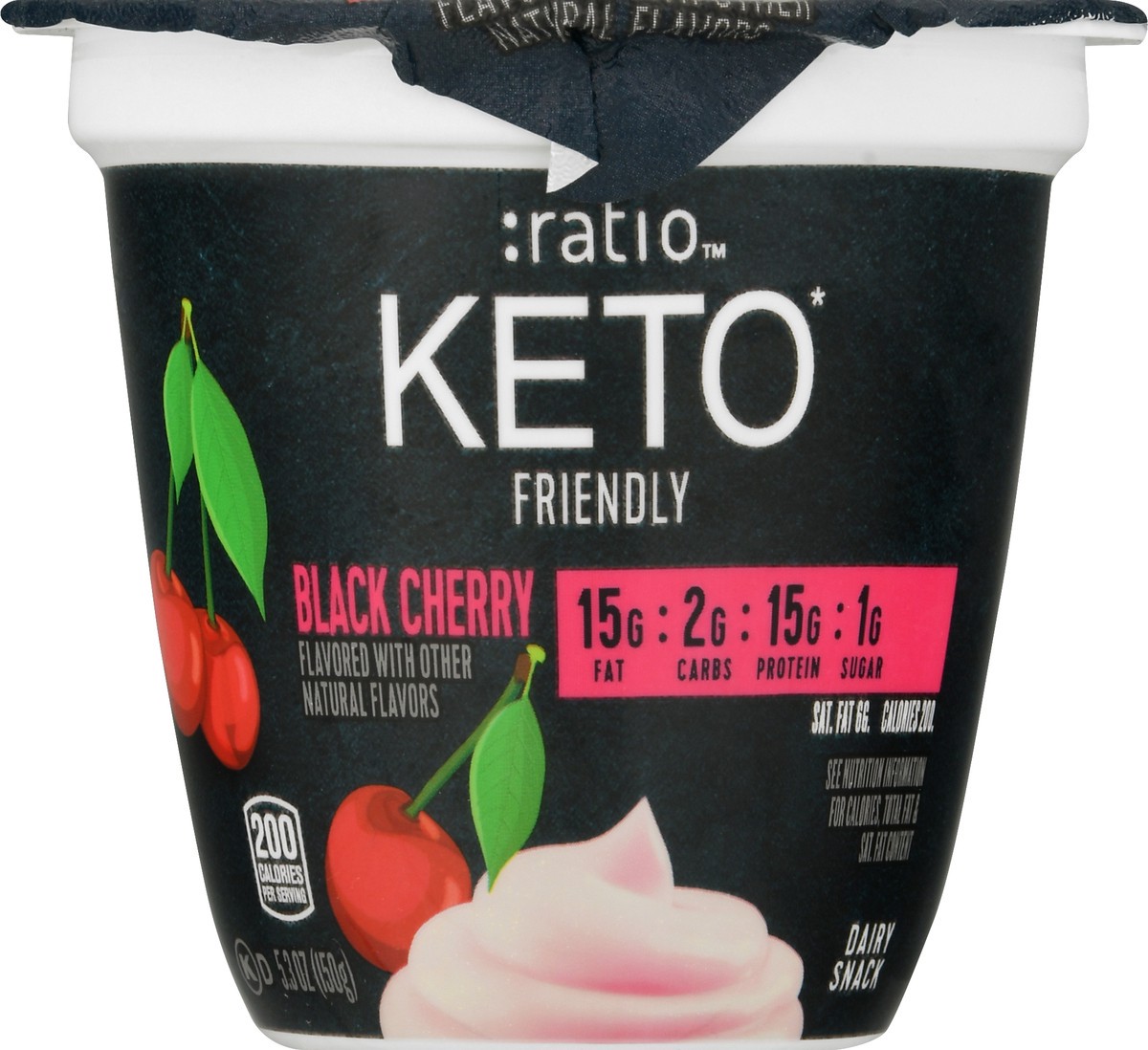 slide 8 of 11, :ratio Trio Yogurt Cultured Dairy Snack, Black Cherry, 1g Sugar, Keto Yogurt Alternative, 5.3 oz, 5.3 oz
