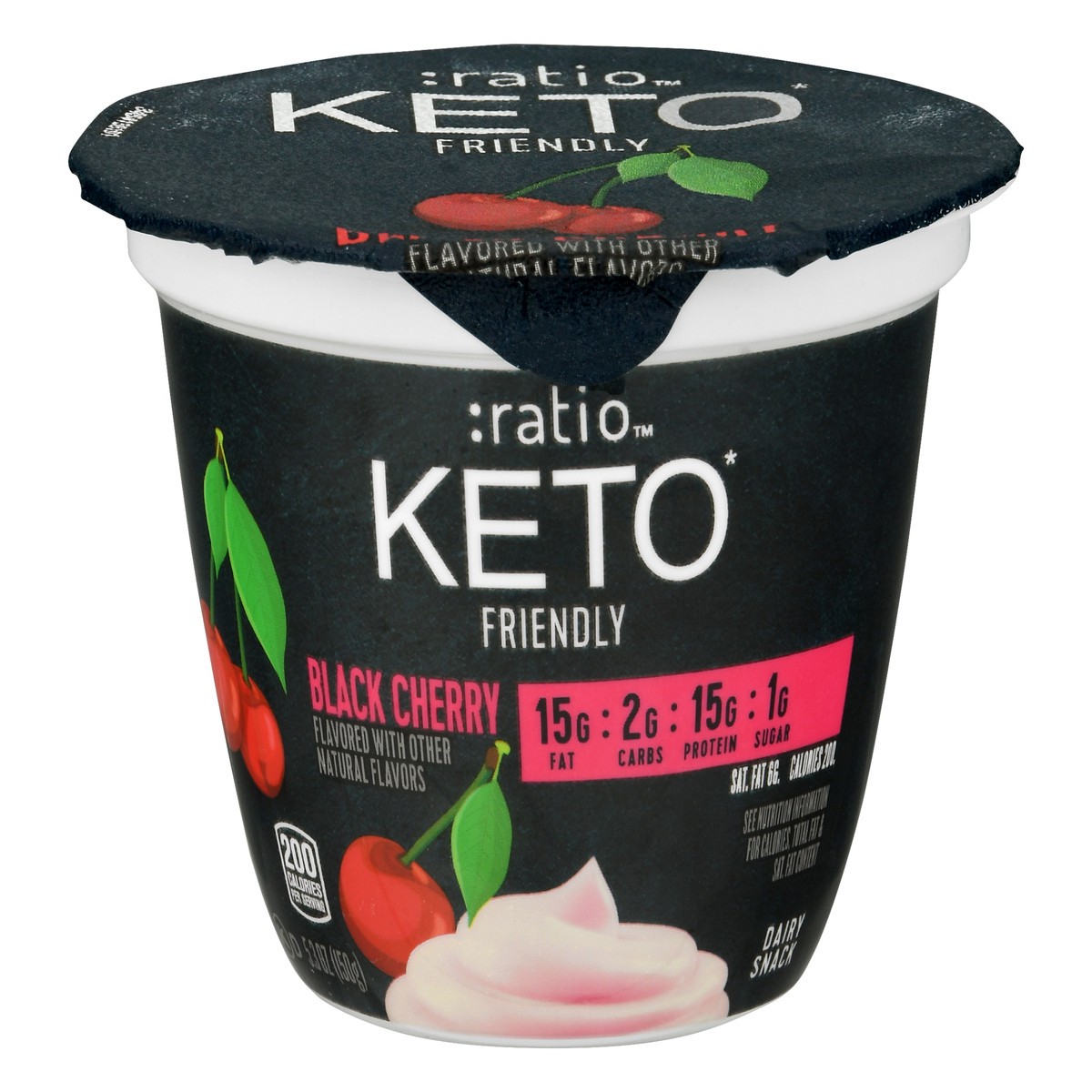 slide 7 of 11, :ratio Trio Yogurt Cultured Dairy Snack, Black Cherry, 1g Sugar, Keto Yogurt Alternative, 5.3 oz, 5.3 oz