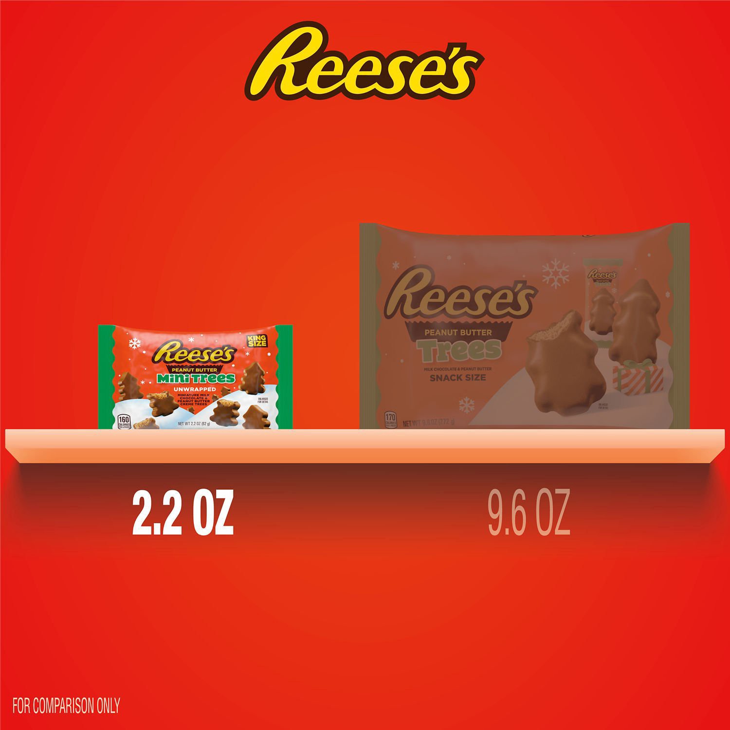 slide 4 of 8, REESE'S Unwrapped Milk Chocolate King Size Peanut Butter Creme Mini Trees, Christmas Candy Bag, 2.2 oz, 2.2 oz