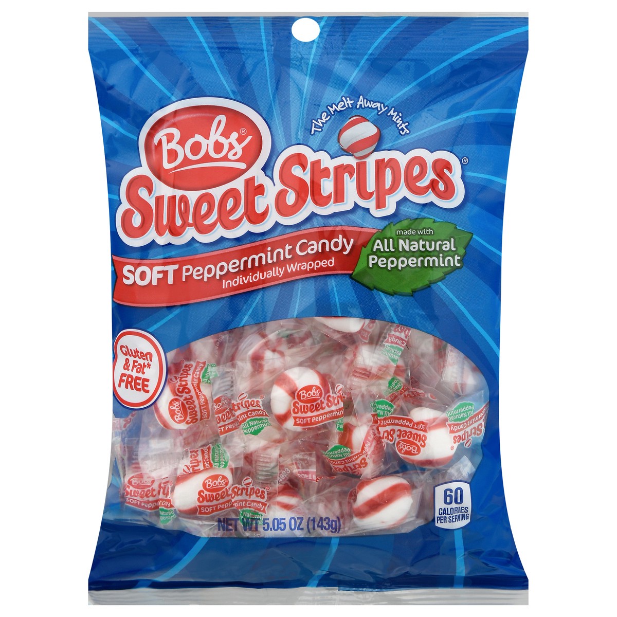 slide 1 of 9, Bob's Sweet Stripes Soft Peppermint Candy 5.05 oz, 5.05 oz