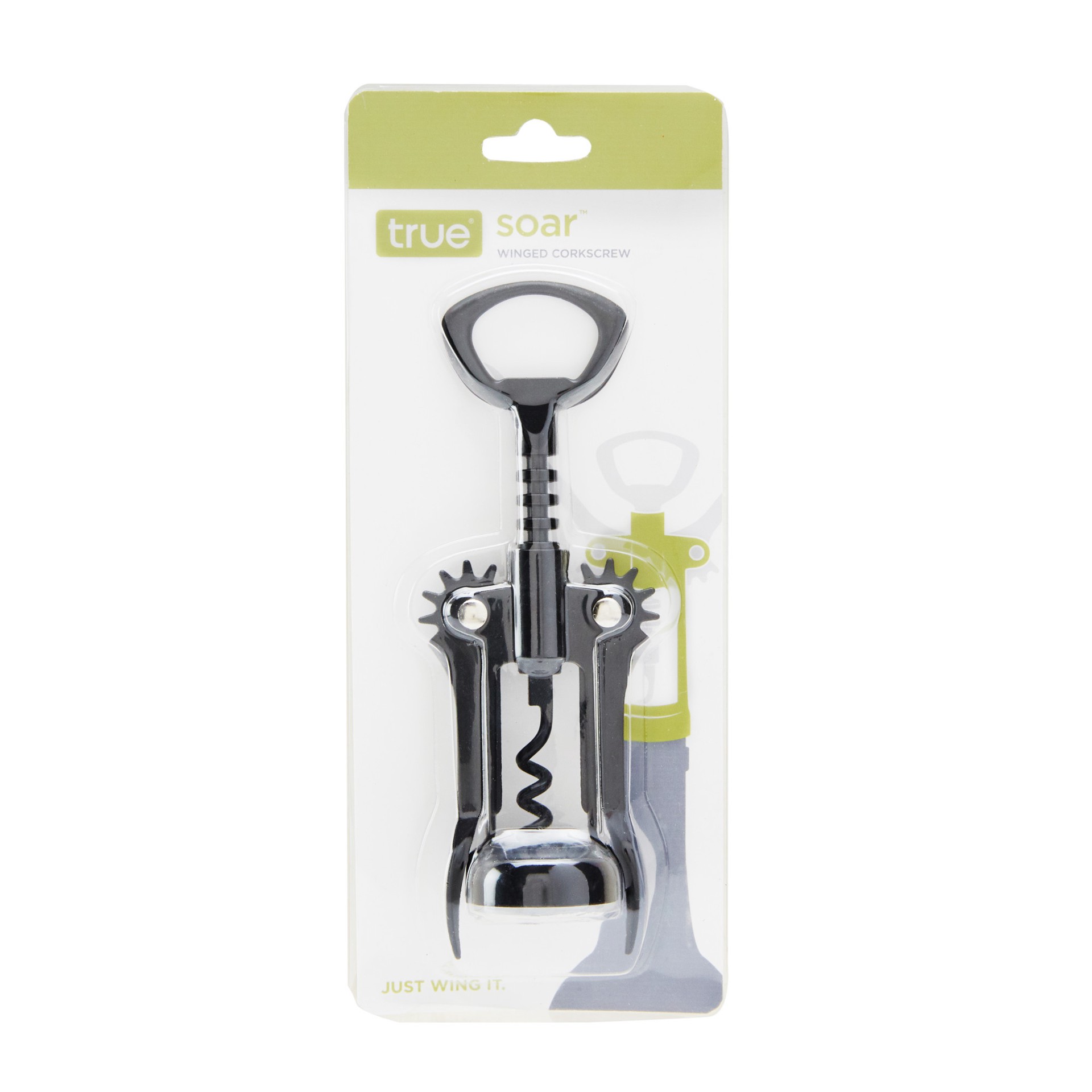 slide 3 of 5, True Soar Matte Black Winged Corkscrew, Self Centering Worm, Bottle Opener, 1 ct