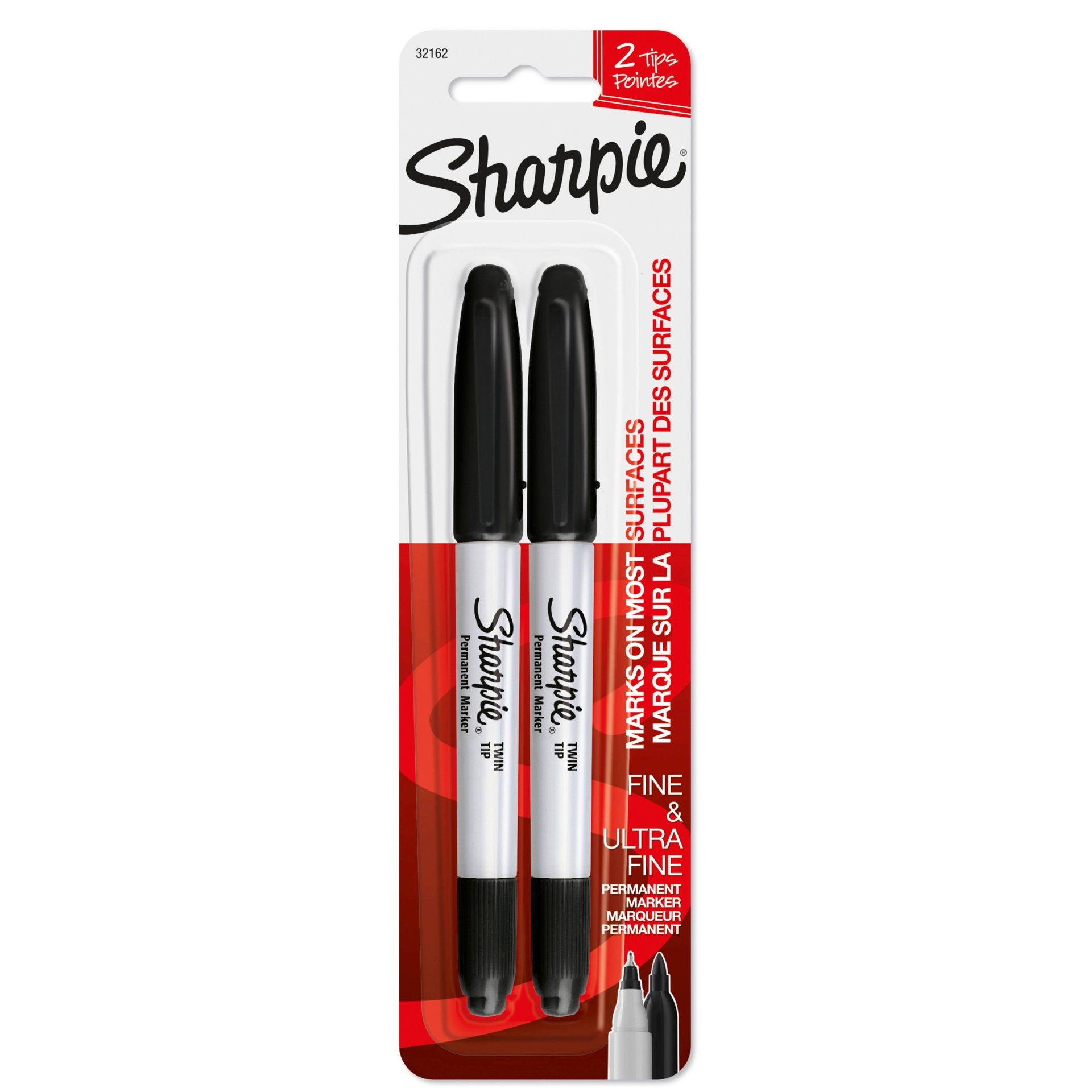 slide 1 of 1, Sharpie Permanent Marker - Twin Tip - Ultra Fine and Fine, 2 ct