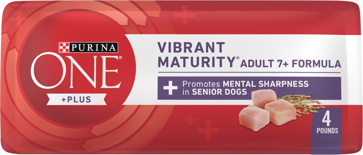 slide 3 of 9, ONE Purina ONE High Protein Dry Senior Dog Food Plus Vibrant Maturity Adult 7 Plus Formula, 4 lb