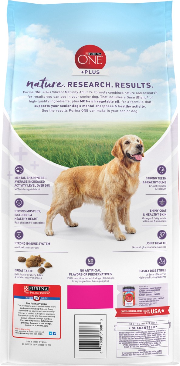 slide 6 of 9, ONE Purina ONE High Protein Dry Senior Dog Food Plus Vibrant Maturity Adult 7 Plus Formula, 4 lb