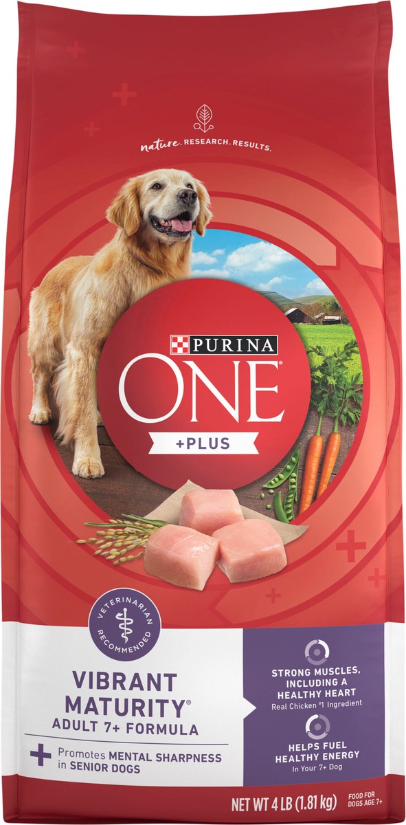 slide 9 of 9, ONE Purina ONE High Protein Dry Senior Dog Food Plus Vibrant Maturity Adult 7 Plus Formula, 4 lb