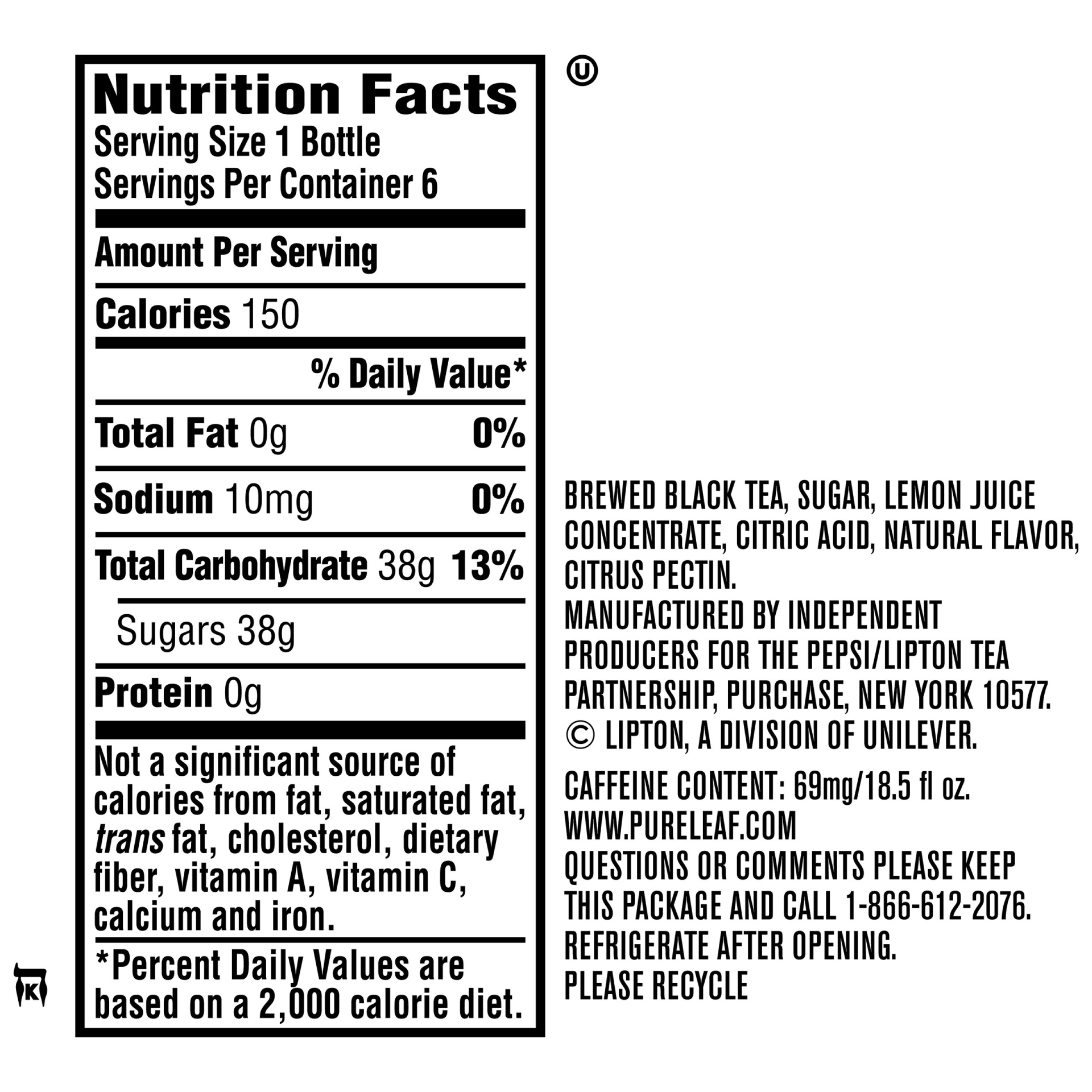 slide 2 of 2, Pure Leaf Tea & Lemonade Bottles, 6 ct; 18.5 oz