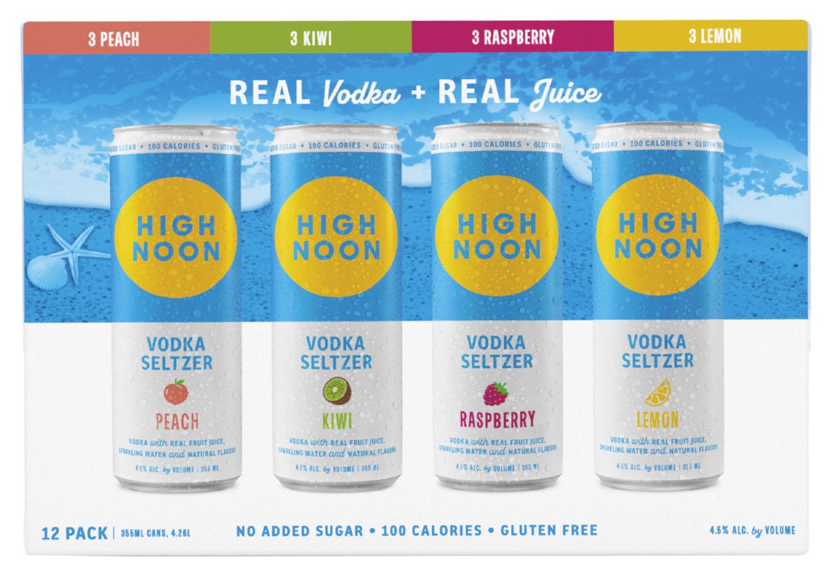 slide 2 of 2, High Noon Beach Pack Vodka Hard Seltzer 355ml Can 12 Pack, 355 ml