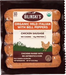 Bilinski's Organic Mild Italian with Bell Peppers Chicken Sausage 12 oz