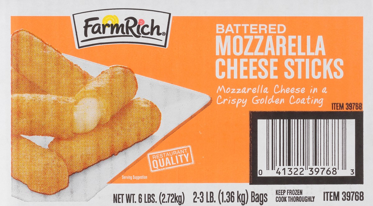 slide 3 of 13, Farm Rich Battered Mozzarella Cheese Sticks 2-3 lb. Bags, 6 lb
