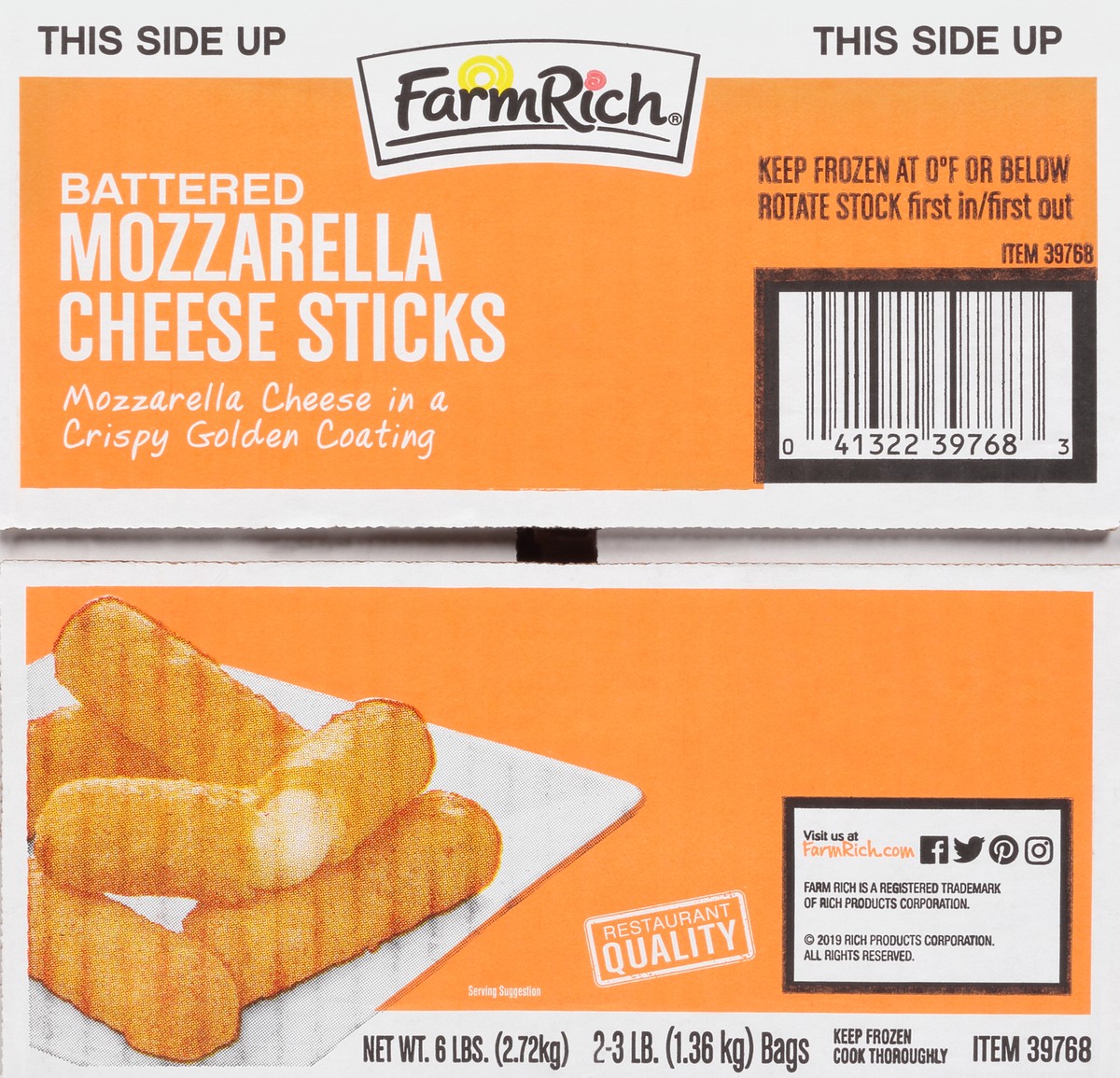slide 5 of 13, Farm Rich Battered Mozzarella Cheese Sticks 2-3 lb. Bags, 6 lb