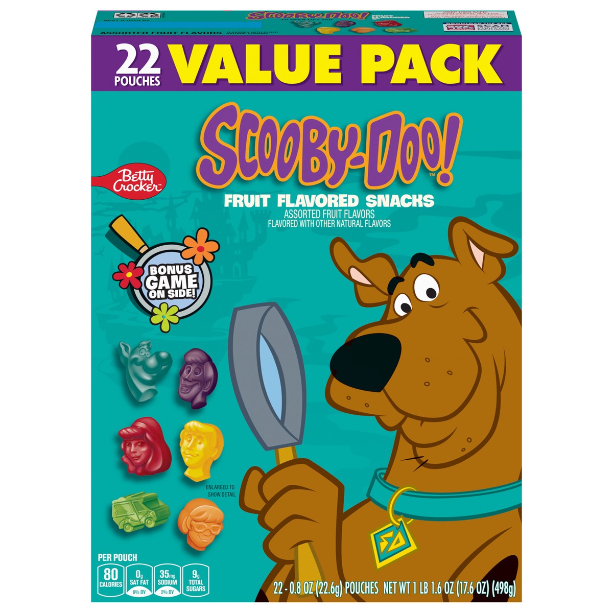 slide 1 of 7, Betty Crocker Scooby Doo Fruit Flavored Snacks, Treat Pouches, Gluten Free Snack, Value Pack, 22 Ct, 17.6 oz, 22 ct