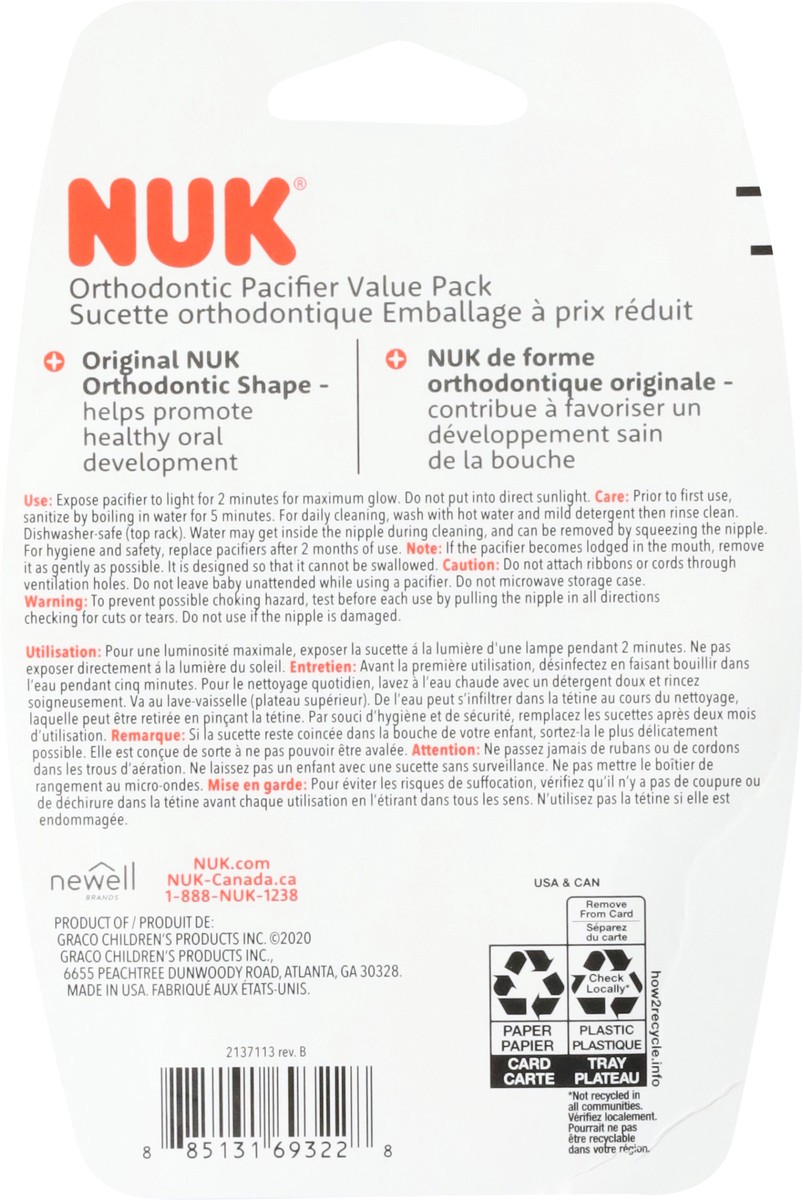slide 6 of 11, NUK 0-6 m Orthodontic Pacifiers Value Pack 3 ea, 1 ct