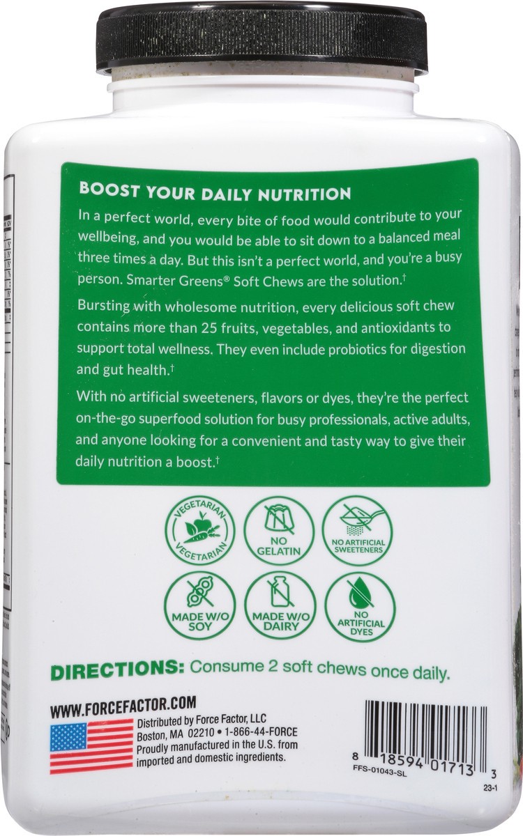 slide 8 of 14, Force Factor Summer Berry Smarter Greens 60 Soft Chews, 60 ct