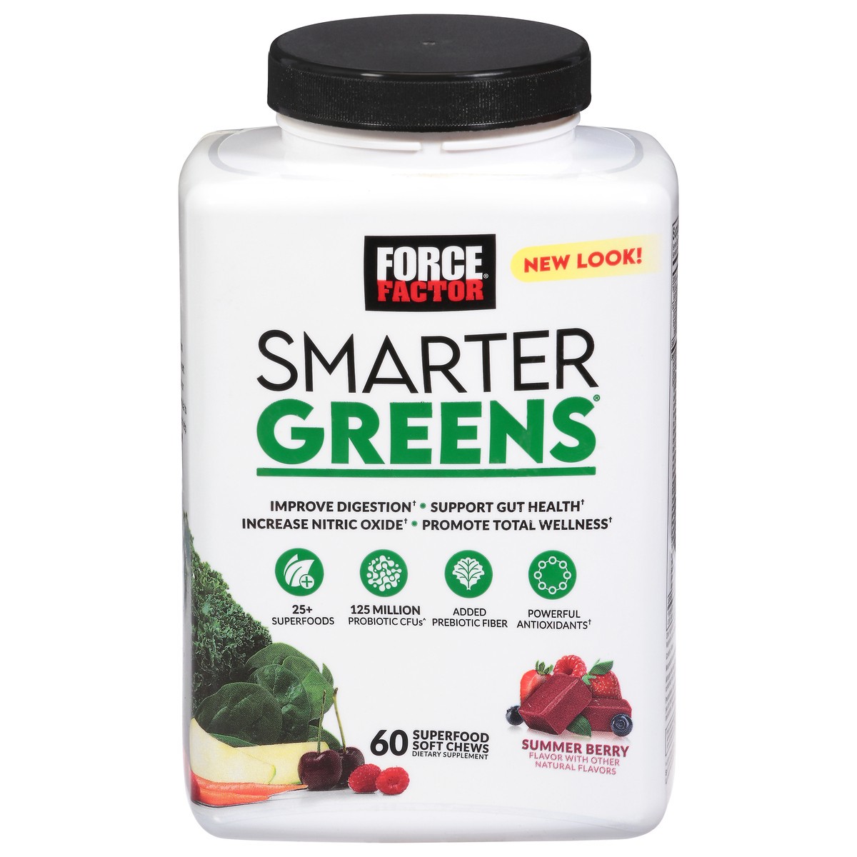 slide 3 of 14, Force Factor Summer Berry Smarter Greens 60 Soft Chews, 60 ct
