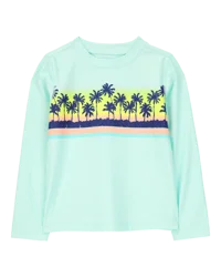 Oshkosh Toddler Palm Tree Long Sleeve Rashguard Mint 2T