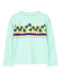 Oshkosh Toddler Palm Tree Long Sleeve Rashguard Mint 2T