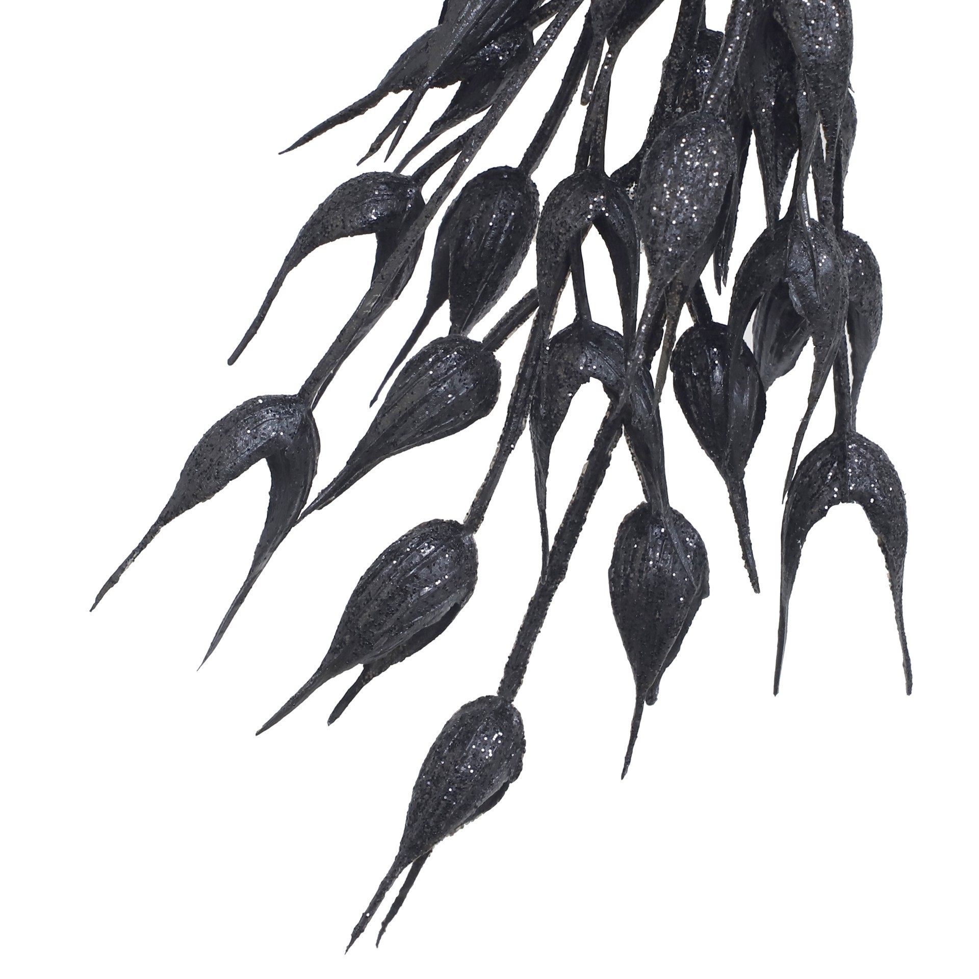 slide 2 of 3, 10" Black Glitter Oat Leaves Pick By Ashland, 5 in x 2 in x 10 in