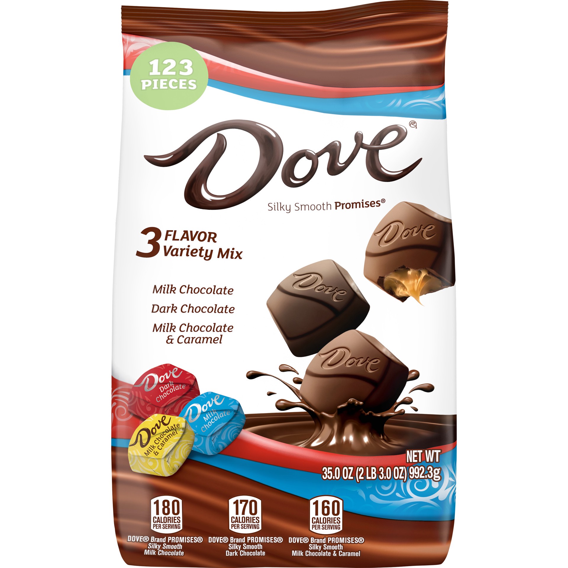 slide 1 of 3, DOVE PROMISES Silky Smooth Chocolate Variety Mix Pouch, 35-Ounce 123 Pieces, 35 oz