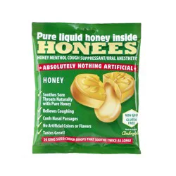 Honees Soothing Throat Drops with Honey, Menthol & Eucalyptus 20 ea