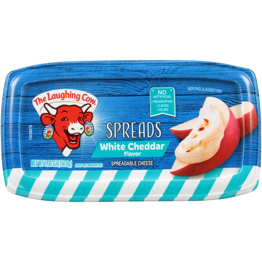 slide 1 of 1, The Laughing Cow White Cheddar Flavor Spreadable Cheese, 5.3 oz