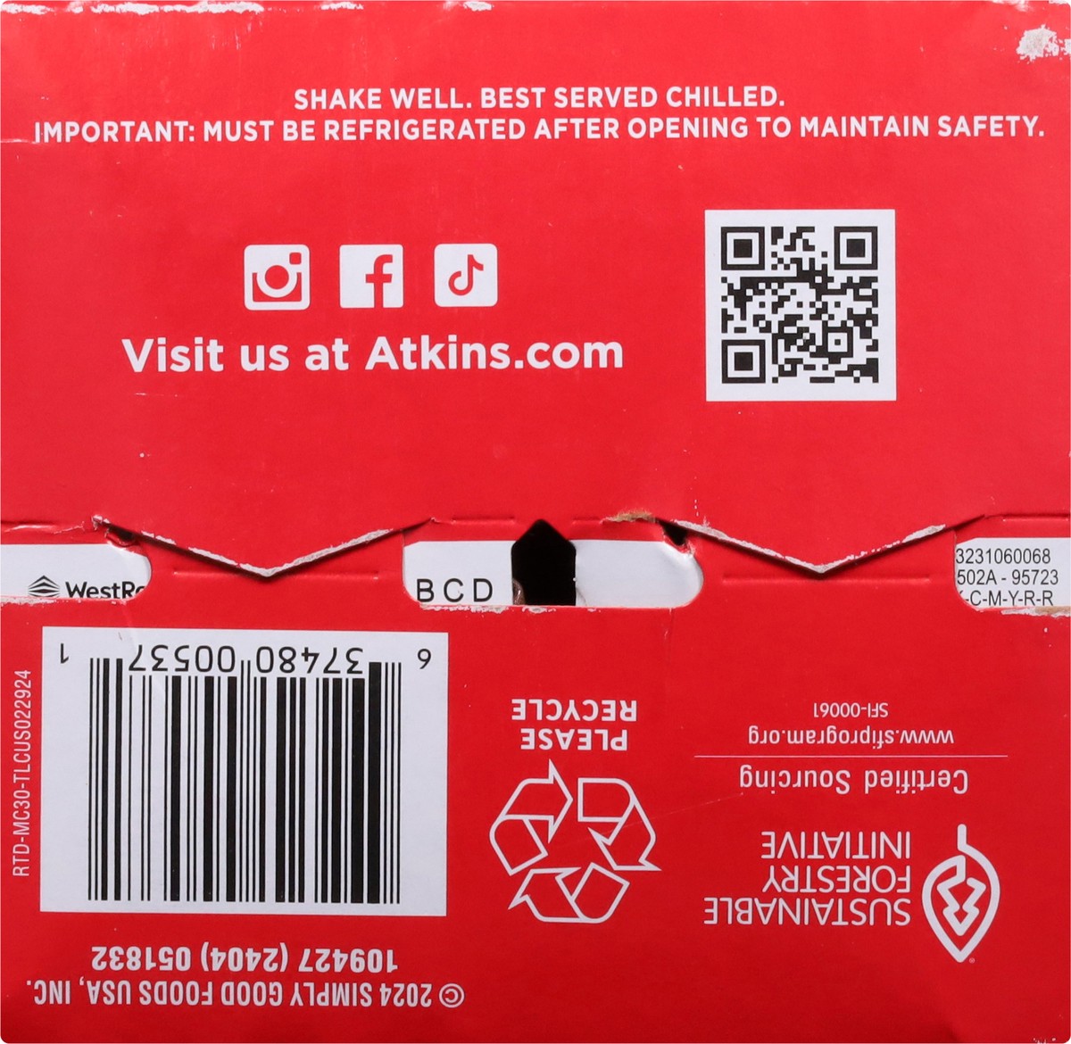 slide 3 of 12, Atkins Protein Shake, Milk Chocolate, Strong, Muscle + Gut Health, 4 ct