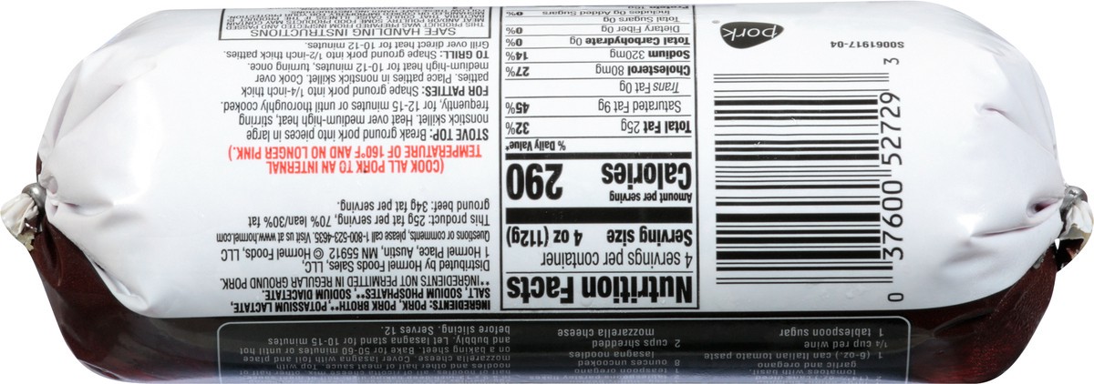 slide 5 of 9, Hormel Always Tender Ground 70%/30% Pork 16 oz, 16 oz