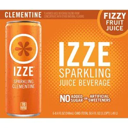 IZZE Sparkling Juice Beverage Blend, Clementine, No Sugar Added, 8.4 FL OZ, 6 Cans