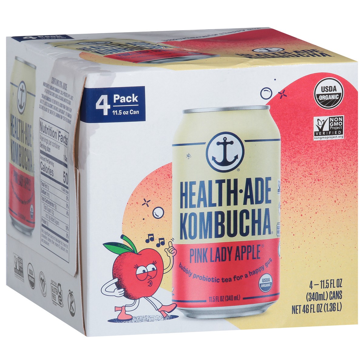 slide 7 of 9, Health-Ade Health Ade Kombucha- Pink Lady Apple- 4 ct, 4 ct