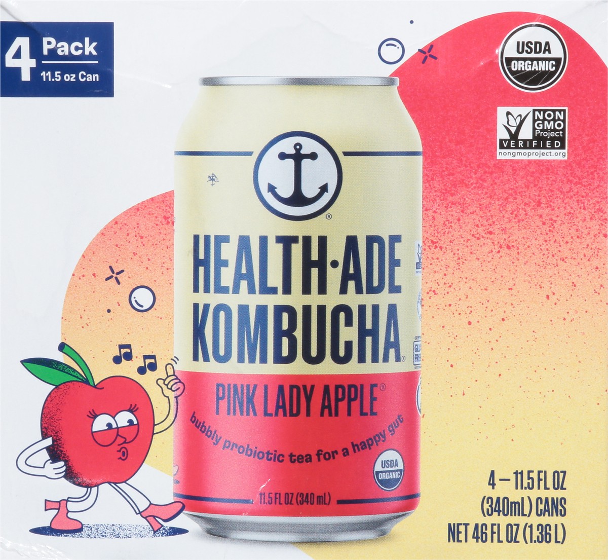 slide 3 of 9, Health-Ade Health Ade Kombucha- Pink Lady Apple- 4 ct, 4 ct